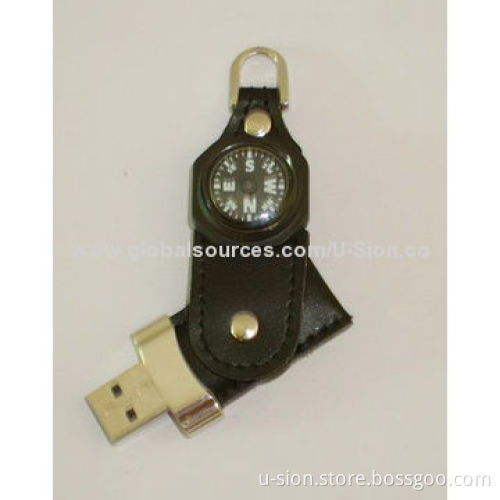 Fashionable Leather USB Flash Drives, Supports USB 3.0 Full-speed and High-speed Transportation